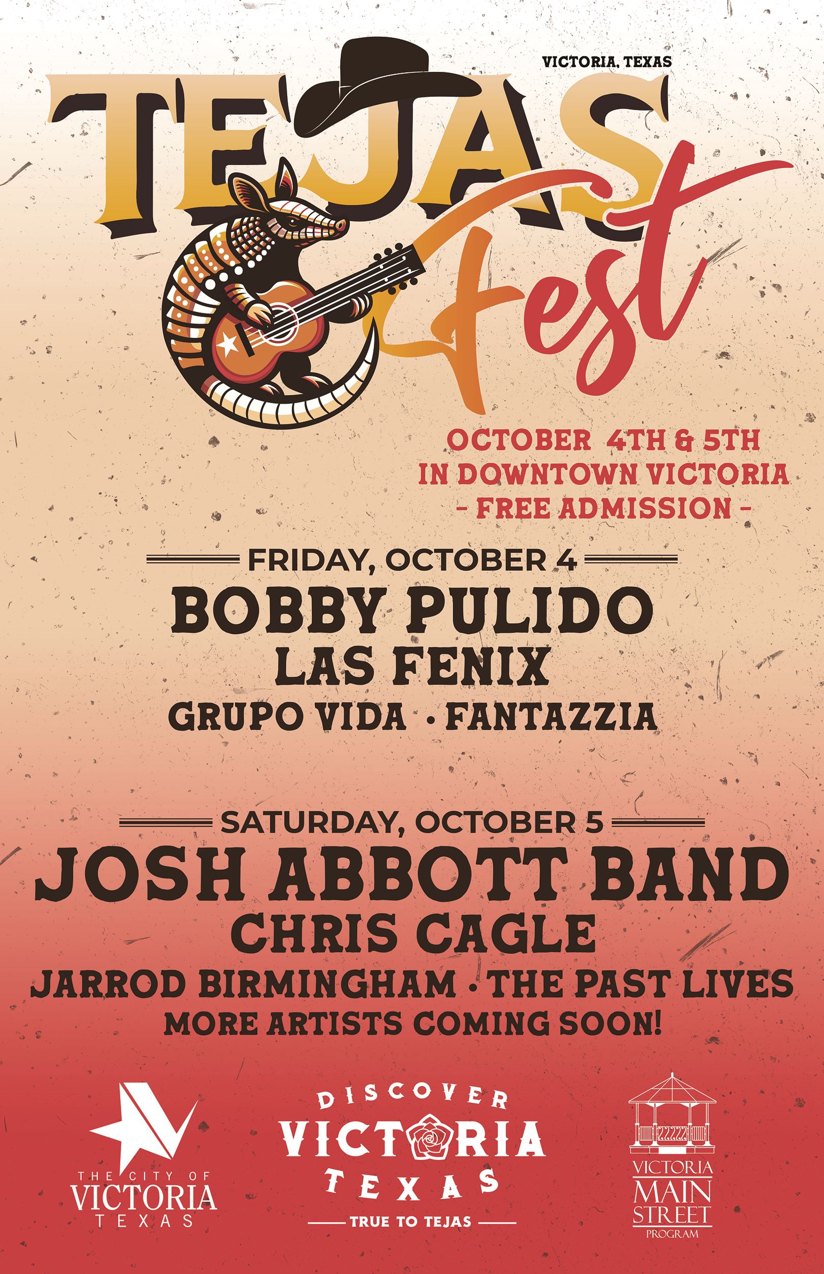 Tejas Fest. October 4th and 5th in downtown Victoria. Free admission.